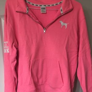 Victoria’s Secret Pink Neon Pink Quarter Zip Shirt